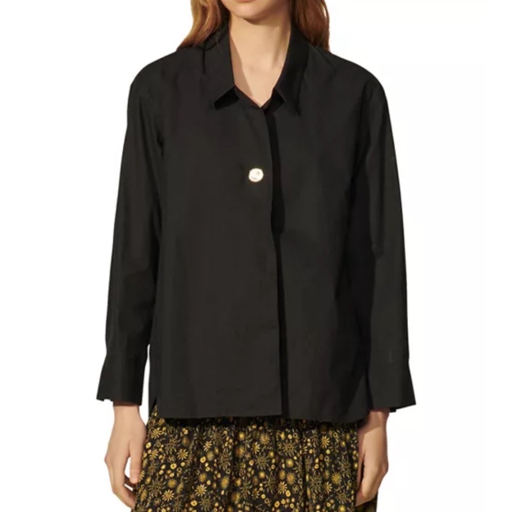 Sandro Anaelle Oversized Black Shirt Size 2